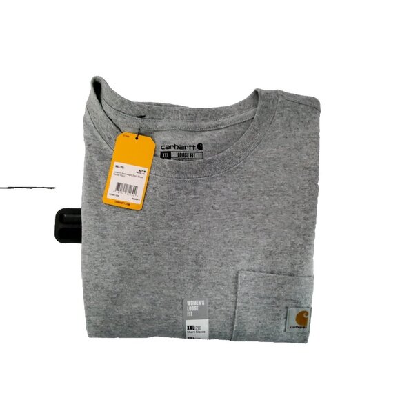 Carhartt Women's T-Shirt Loose Fit Grey Heavy Weight Single Pocket Size XXL - Picture 1 of 9